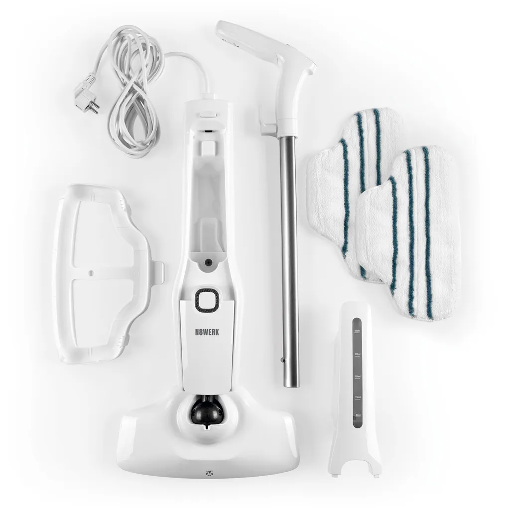 N8WERK Dampfbesen Moonlight White Edition Dampfbesen Dampfreiniger Fliesen Dampf Steam Teppich Hygiene Reiniger 1300W Mopp 6 N8WERK Dampfbesen Moonlight White Edition Dampfbesen Dampfreiniger Fliesen Dampf Steam Teppich Hygiene Reiniger 1300W Mopp – Bild 6