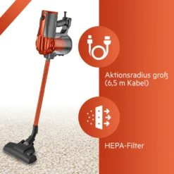 Clatronic Bodenstaubsauger, 2in1 Boden- Und Handstaubsauger, Vacuum Cleaner, Staubsauger Beutellos, Staubsauger Mit HEPA-Filter, Mikrofiltersystem, 600 Watt, Anthrazit/orange, BS 1306 N -Rowenta || Bosch Verkäufe 0af6a5ac6f0ac69c98873e3538ef9ccf