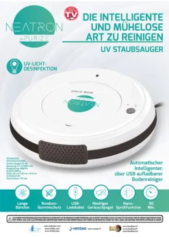 Neatron By Purize - 5 In 1 Intelligenter Saugroboter , UV Sterilisationsroboter Roboter 1.800 Pa Besen – Aus Der TV Werbung -Rowenta || Bosch Verkäufe 0e402cfe92d4cbfa9a696049735b4a39
