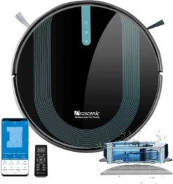 Proscenic 850T WLAN 3-in-1 Saugroboter Mit Wischfunktion Staubsauger Roboter Saug-Wisch-Roboter Wischroboter Kombi-Gerät 3,000Pa 2600mAh Alexa Google Home APP