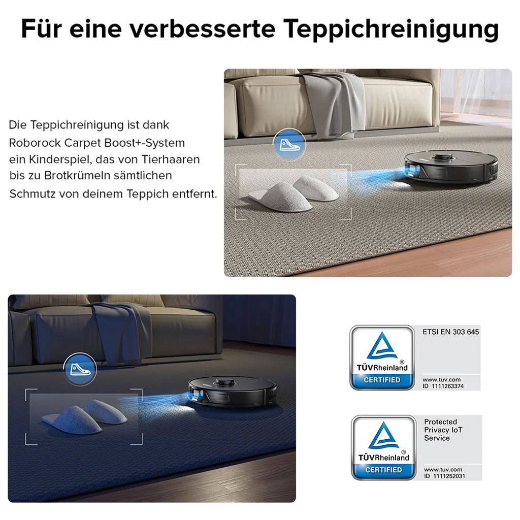 Roborock S8 Staubsauger Roboter Saugroboter 6000 Pa DuoRoller-Bürste VibraRise Wischen 3D-Mapping Reactive 3D-Hindernisumgehung (Schwarz) Mit 2pcs Mopp 5 Roborock S8 Staubsauger Roboter Saugroboter 6000 Pa DuoRoller-Bürste VibraRise Wischen 3D-Mapping Reactive 3D-Hindernisumgehung (Schwarz) Mit 2pcs Mopp – Bild 5