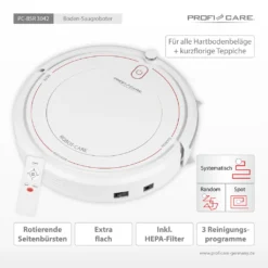 ProfiCare ® Saugroboter Reinigt Selbstständig Alle Räume, Staubsauger Roboter Mit Fernbedienung, Vacuum Cleaner, HEPA-Filter Und 3 Reinigungsprogrammen, Mit Treppenerkennung - PC-BSR 3042 -Rowenta || Bosch Verkäufe 1080840b719eb30a5ff865e231037a9c