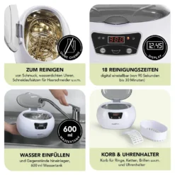 MAXXMEE Ultraschall Reinigungsgerät - 18 Reinigungszeiten - Grau/weiß Ultraschall Reinigungsgerät 600 Ml Timer Display Uhren Schmuck Brillen MAXXMEE -Rowenta || Bosch Verkäufe 201629ff688a45a91c9943086327abf2