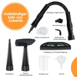 COSTWAY Dampfreiniger Inkl. 9 Zubehör, Handdampfreiniger, Dampfreinigen Handgerät 3 Bar / 250ml / 1050W / 4min Aufheizzeit/für Teppiche, Vorhänge, Autositze, Küche (Orange) -Rowenta || Bosch Verkäufe 2e321358e2bcf778829cf09aa9d3d03b