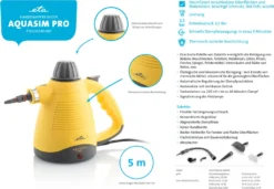 ETA AQUASIM PRO Handdampfreiniger ETA126590000, L 900 W, Betriebsdruck 3,5 Bar, Dampf In Bis Zu 3 Minuten, Wassertankvolumen 250 Ml, Kabellänge 5 M -Rowenta || Bosch Verkäufe 3350652a96564572344d61ca29a6a237
