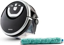 MEDION Wischroboter Mit Wassertank P10W (Modell 2021, Intelligente Navigation, Bodenreiniger Mit Walze Für Holzboden Hartboden Parkett, Getrennter Schmutzwassertank/Frischwassertank)
