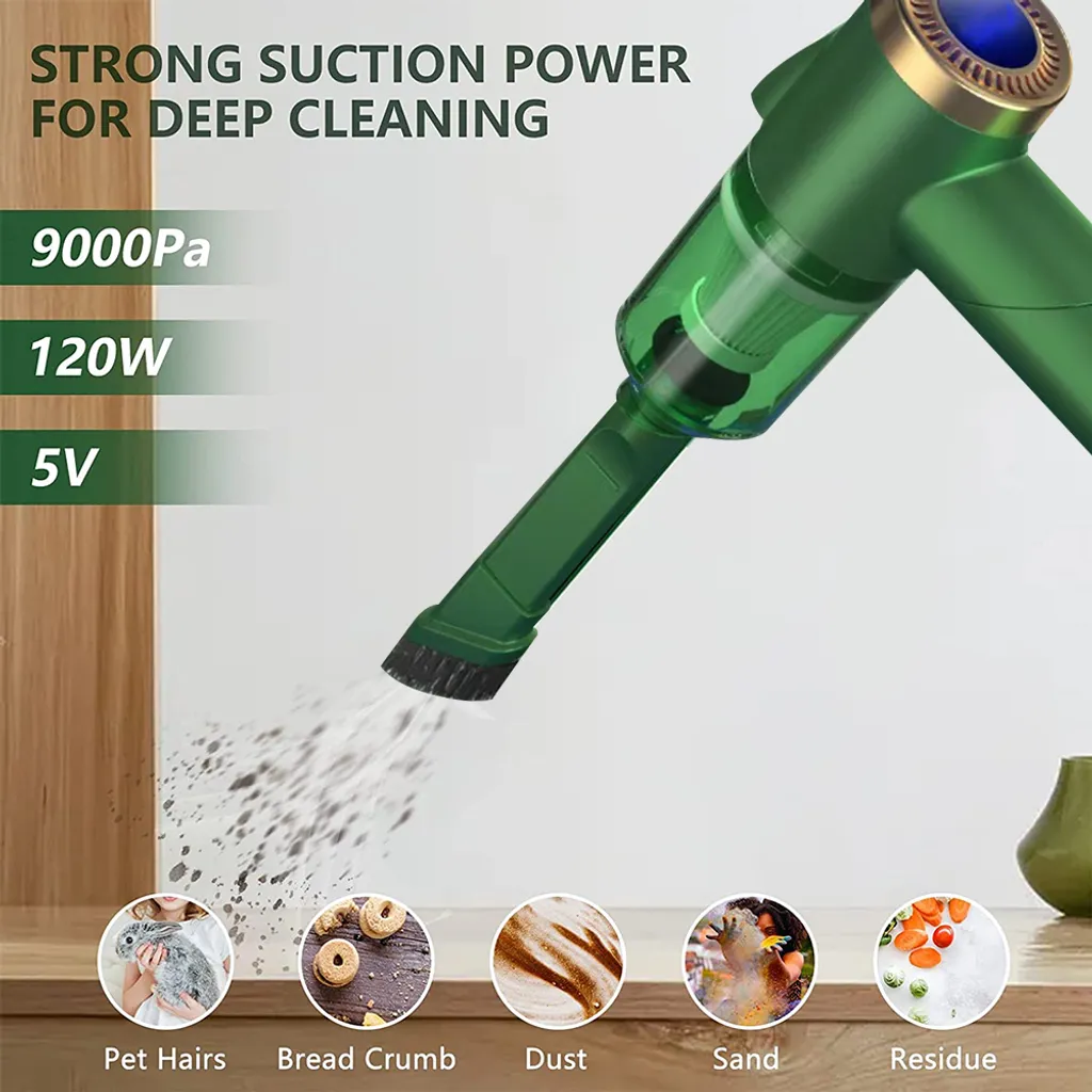 Auto Staubsauger, Rikimxin Handstaubsauger 9000Pa Starke Power Sauger Tragbarer Mini Autostaubsauger Kabellos Wiederaufladbar Staubsauger Mit LED-Licht 90° Rotation Vakuum ,Green 7 Auto Staubsauger, Rikimxin Handstaubsauger 9000Pa Starke Power Sauger Tragbarer Mini Autostaubsauger Kabellos Wiederaufladbar Staubsauger Mit LED-Licht 90° Rotation Vakuum ,Green – Bild 7