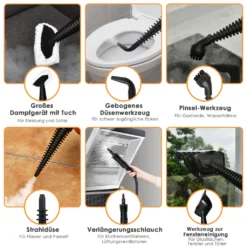 COSTWAY Dampfreiniger Inkl. 9 Zubehör, Handdampfreiniger, Dampfreinigen Handgerät 3 Bar / 250ml / 1050W / 4min Aufheizzeit/für Teppiche, Vorhänge, Autositze, Küche (Orange) -Rowenta || Bosch Verkäufe 5882b3ac85b1bc3e4f9b769fd4b71f90