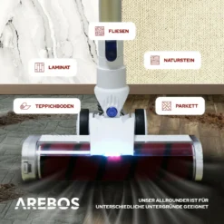 AREBOS Akku Staubsauger, 2-in-1 Hand- Und Bodenstaubsauger, 2 Leistungsstarke Saugmodi, Beutellos, Kabellos Bis Zu 55 Minuten, Mit Wandladestation, Weiß -Rowenta || Bosch Verkäufe 762635504bdd9c2fac5c2263befdcccd