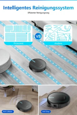 Proscenic 850T WLAN 3-in-1 Saugroboter Mit Wischfunktion Staubsauger Roboter Saug-Wisch-Roboter Wischroboter Kombi-Gerät 3,000Pa 2600mAh Alexa Google Home APP -Rowenta || Bosch Verkäufe 7e77a3afbc8aa69559b4cb9696286f16