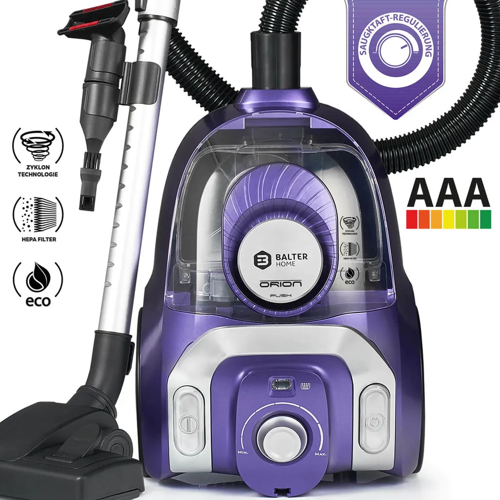 Balter Orion Staubsauger Beutellos Bodenstaubsauger Zyklon Max 1000W HEPA Lila 1 Balter Orion Staubsauger Beutellos Bodenstaubsauger Zyklon Max 1000W HEPA Lila