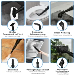 COSTWAY Dampfreiniger Inkl. 9 Zubehör, Handdampfreiniger, Dampfreinigen Handgerät 3 Bar / 250ml / 1050W / 4min Aufheizzeit/für Teppiche, Vorhänge, Autositze, Küche (Blau) -Rowenta || Bosch Verkäufe 8491dcc196f2fee77da7171e57b7368e