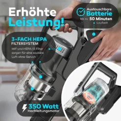 BALTER VERTU X11 PRO Kabelloser Akku Staubsauger Mit Wischfunktion, ALL-IN-ONE Akku- & Handstaubsauger, 350W Hohe Saugleistung, Bis Zu 50 Minuten Laufzeit, Beutellos, FLEX-Gelenk, LED-Düse, Tierhaar Geeignet -Rowenta || Bosch Verkäufe 84c422484e044353634266101a312183