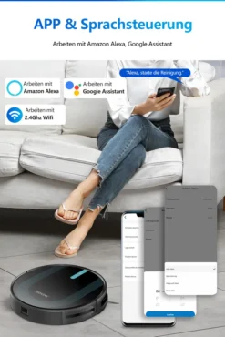 Proscenic 850T WLAN 3-in-1 Saugroboter Mit Wischfunktion Staubsauger Roboter Saug-Wisch-Roboter Wischroboter Kombi-Gerät 3,000Pa 2600mAh Alexa Google Home APP -Rowenta || Bosch Verkäufe 875cd4edc10f20832193f996dcfc0304