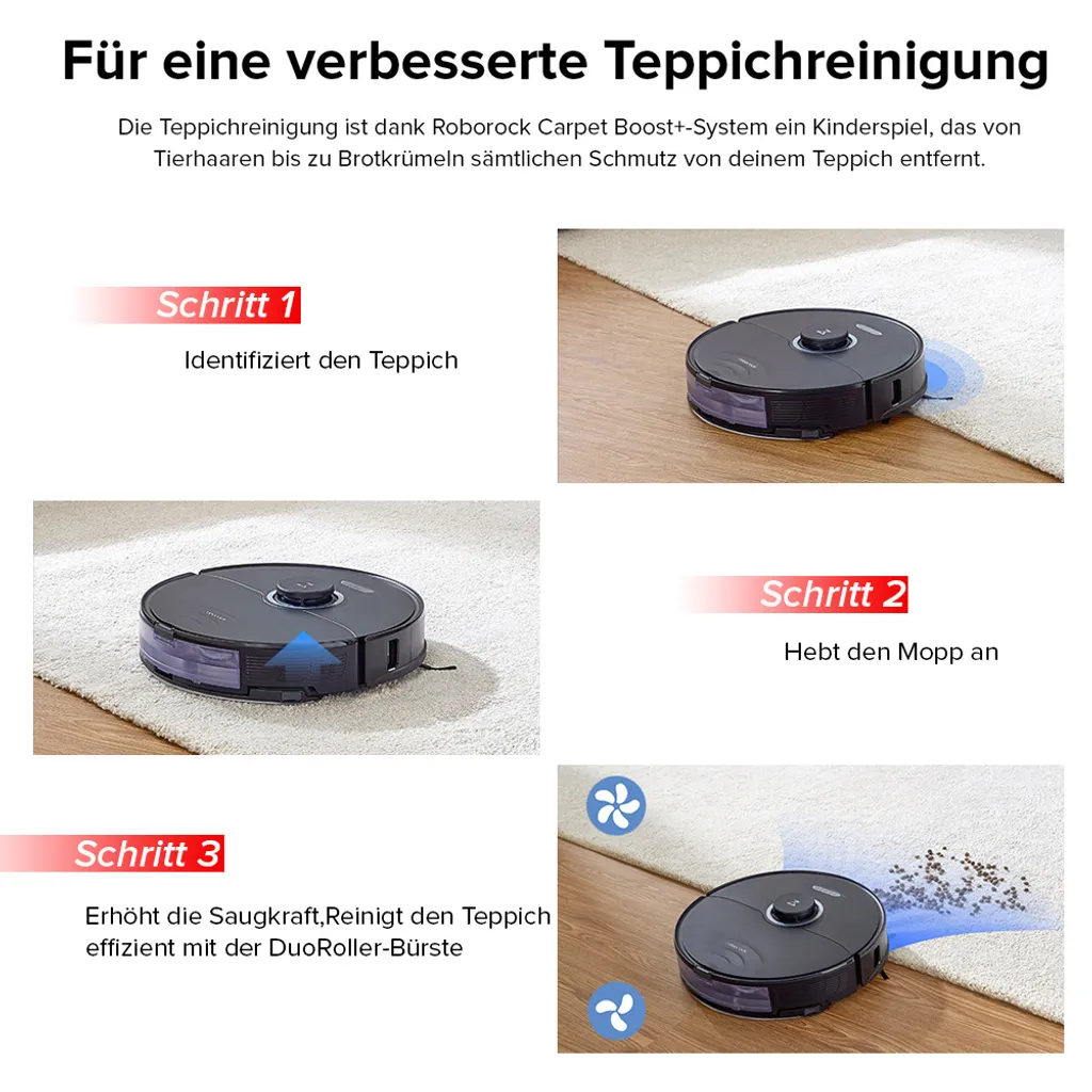 Roborock S8 Staubsauger Roboter Saugroboter 6000 Pa DuoRoller-Bürste VibraRise Wischen 3D-Mapping Reactive 3D-Hindernisumgehung (Schwarz) Mit 2pcs Mopp 7 Roborock S8 Staubsauger Roboter Saugroboter 6000 Pa DuoRoller-Bürste VibraRise Wischen 3D-Mapping Reactive 3D-Hindernisumgehung (Schwarz) Mit 2pcs Mopp – Bild 7