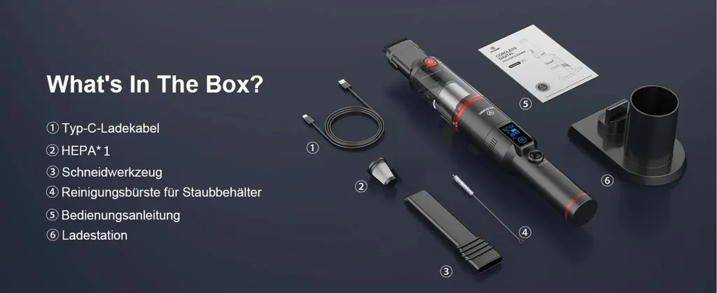 Akku Handstaubsauger, Handsauger Kabellos 13000Pa/100W Tragbar Autostaubsauger Mit Ladestation,für Auto Zuhause Tierhaare,Leichtgewicht Ab 500gr(Schwarz) 2 Akku Handstaubsauger, Handsauger Kabellos 13000Pa/100W Tragbar Autostaubsauger Mit Ladestation,für Auto Zuhause Tierhaare,Leichtgewicht Ab 500gr(Schwarz) – Bild 2