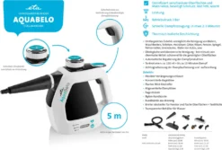 ETA AQUABELO Handdampfreiniger ETA126490000, 1000 W , Betriebsdruck 3 Bar, Dampf In 2-3 Minuten, Wassertankvolumen 220 Ml, Kabellänge 5 M -Rowenta || Bosch Verkäufe 99174c175e40e334d9d055dbc77572f1