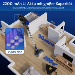 Daccormax Akku Staubsauger, 25000Pa Staubsauger Kabellos, Bis Zu 50 Min Laufzeit, 1.3L Staubbehälter, Kabelloser Staubsauger -Rowenta || Bosch Verkäufe 9e2f62baa22ca4c5538467cbce223ade