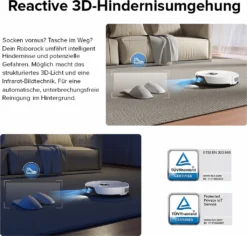 Roborock S8 Staubsauger Roboter Sonic Saugroboter 6000Pa DuoRoller-Bürste VibraRise Wischen 3D-Mapping 3D-Strukturiertes Licht LiDAR Kindersicherung APP Control (Weiß) -Rowenta || Bosch Verkäufe a1b90979762640aec79021ae01b4411e