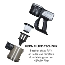 Klarstein Clean Butler 4G Silent Akku-Staubsauger Mit Silent Digital Motor: 160W Mit 80.000 U/min, 0,8 L Behälter, Motorisierte Teppich-Bodendüse, 2 Leistungsstufen, HEPA10-Filter, Anthrazit-silber -Rowenta || Bosch Verkäufe c77f85cf65ebdb64a659098b8e8a1914