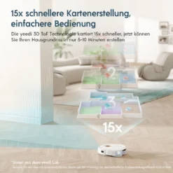 Yeedi Floor 3 Station, Saugroboter Mit Wischfunktion Automatische Mopp-Reinigung, 5100Pa, 3D-Hindernisvermeidung, Perfekt Für Teppich -Rowenta || Bosch Verkäufe c9d38ac618e044a746c69742d9a24f38