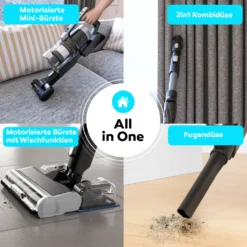 BALTER VERTU X11 PRO Kabelloser Akku Staubsauger Mit Wischfunktion, ALL-IN-ONE Akku- & Handstaubsauger, 350W Hohe Saugleistung, Bis Zu 50 Minuten Laufzeit, Beutellos, FLEX-Gelenk, LED-Düse, Tierhaar Geeignet -Rowenta || Bosch Verkäufe cd8154892a22bf75eb1b44568007e45a