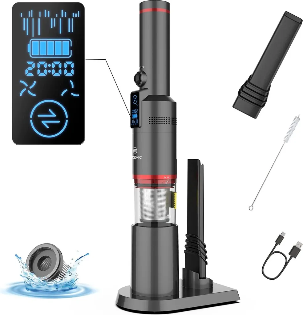 Akku Handstaubsauger, Handsauger Kabellos 13000Pa/100W Tragbar Autostaubsauger Mit Ladestation,für Auto Zuhause Tierhaare,Leichtgewicht Ab 500gr(Schwarz) 3 Akku Handstaubsauger, Handsauger Kabellos 13000Pa/100W Tragbar Autostaubsauger Mit Ladestation,für Auto Zuhause Tierhaare,Leichtgewicht Ab 500gr(Schwarz) – Bild 3