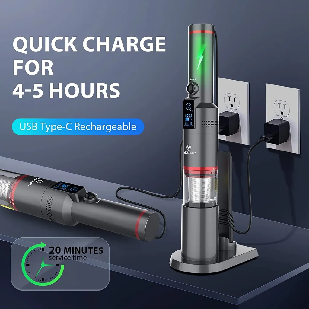 Akku Handstaubsauger, Handsauger Kabellos 13000Pa/100W Tragbar Autostaubsauger Mit Ladestation,für Auto Zuhause Tierhaare,Leichtgewicht Ab 500gr(Schwarz) 8 Akku Handstaubsauger, Handsauger Kabellos 13000Pa/100W Tragbar Autostaubsauger Mit Ladestation,für Auto Zuhause Tierhaare,Leichtgewicht Ab 500gr(Schwarz) – Bild 8